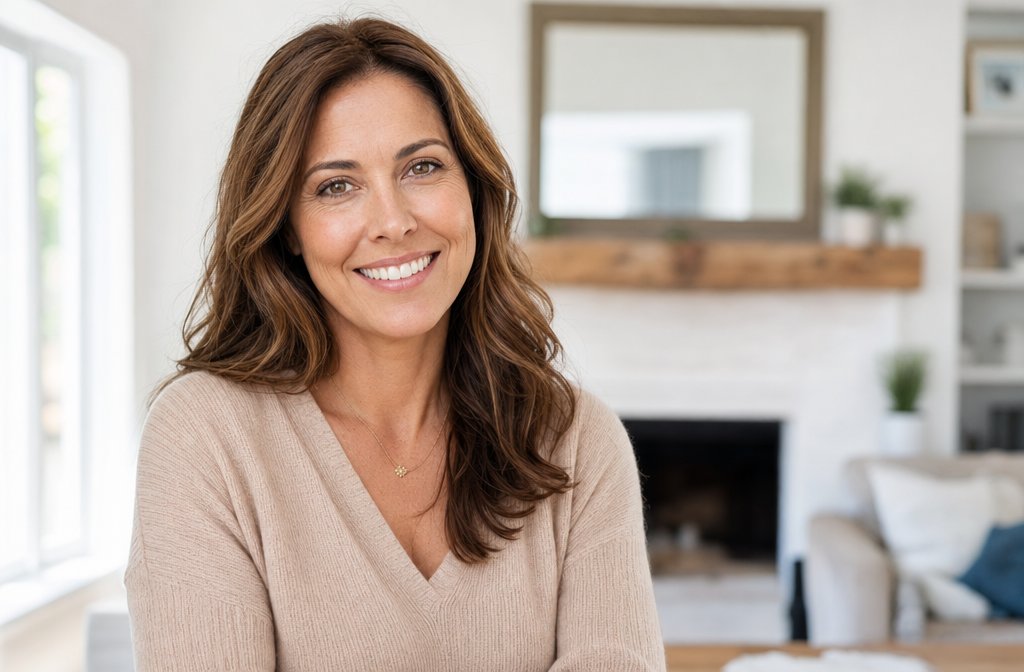 A Debt Defense client smiling at home after settling her debt